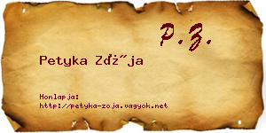 Petyka Zója névjegykártya